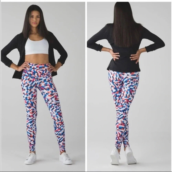 Lululemon Wunder Under Capoeira Multi Color Leggings High Waisted Size 4 - Picture 2 of 13